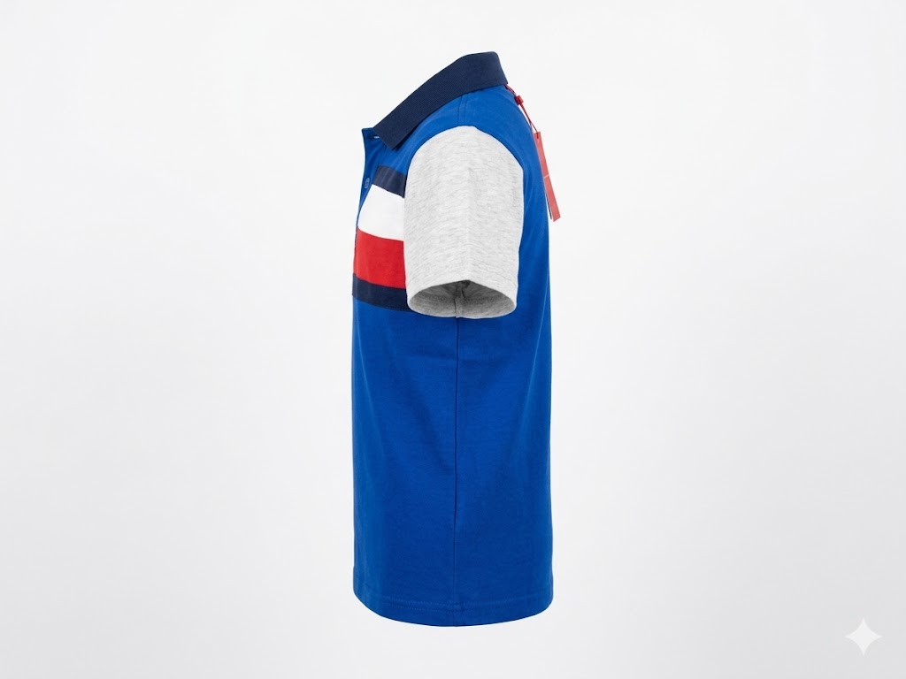 Polo para Niño Color-Block Azul/Gris