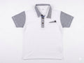 Polo Blanco con Contraste en Gris y Detalles Listados